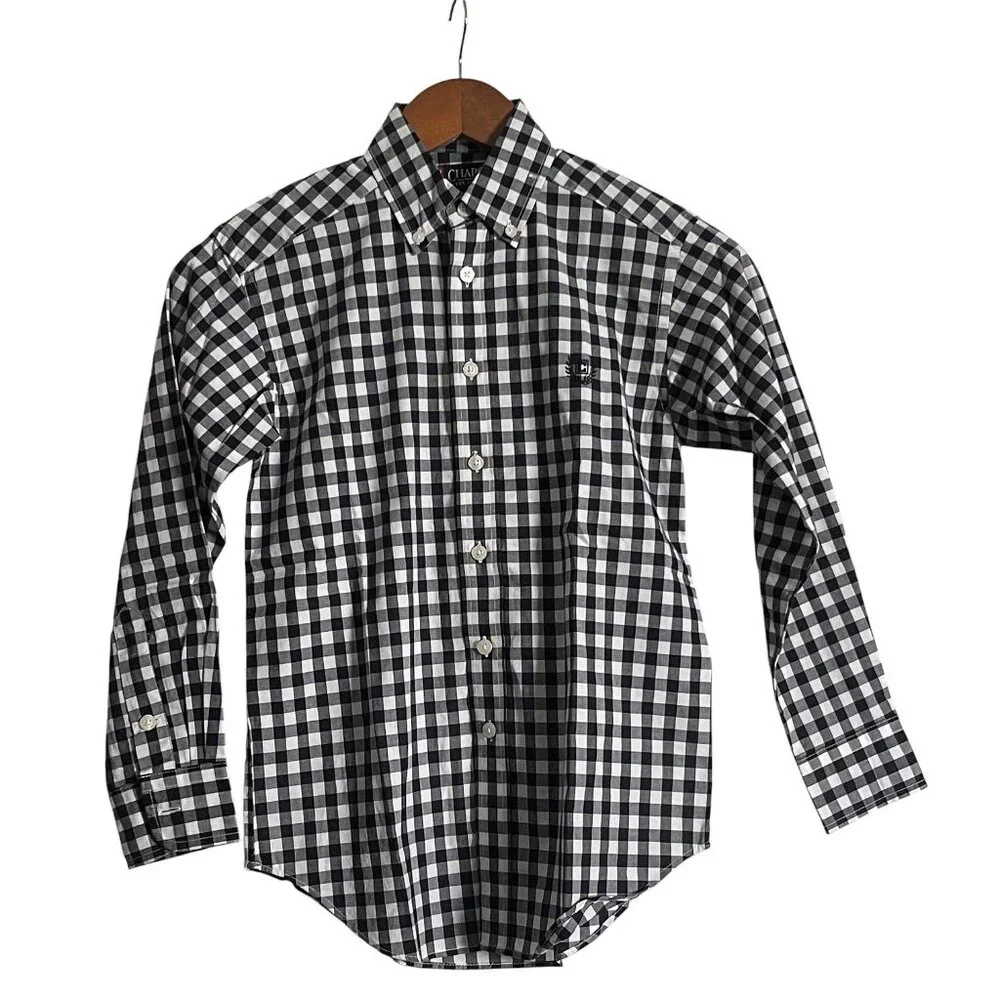 Classic Chaps Boys' Checkered Long Sleeve Button-Down Cotton Shirt Size S(8)